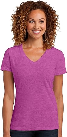 Women's Perfect Blend V Neck Tee Heathered Pink Raspberry